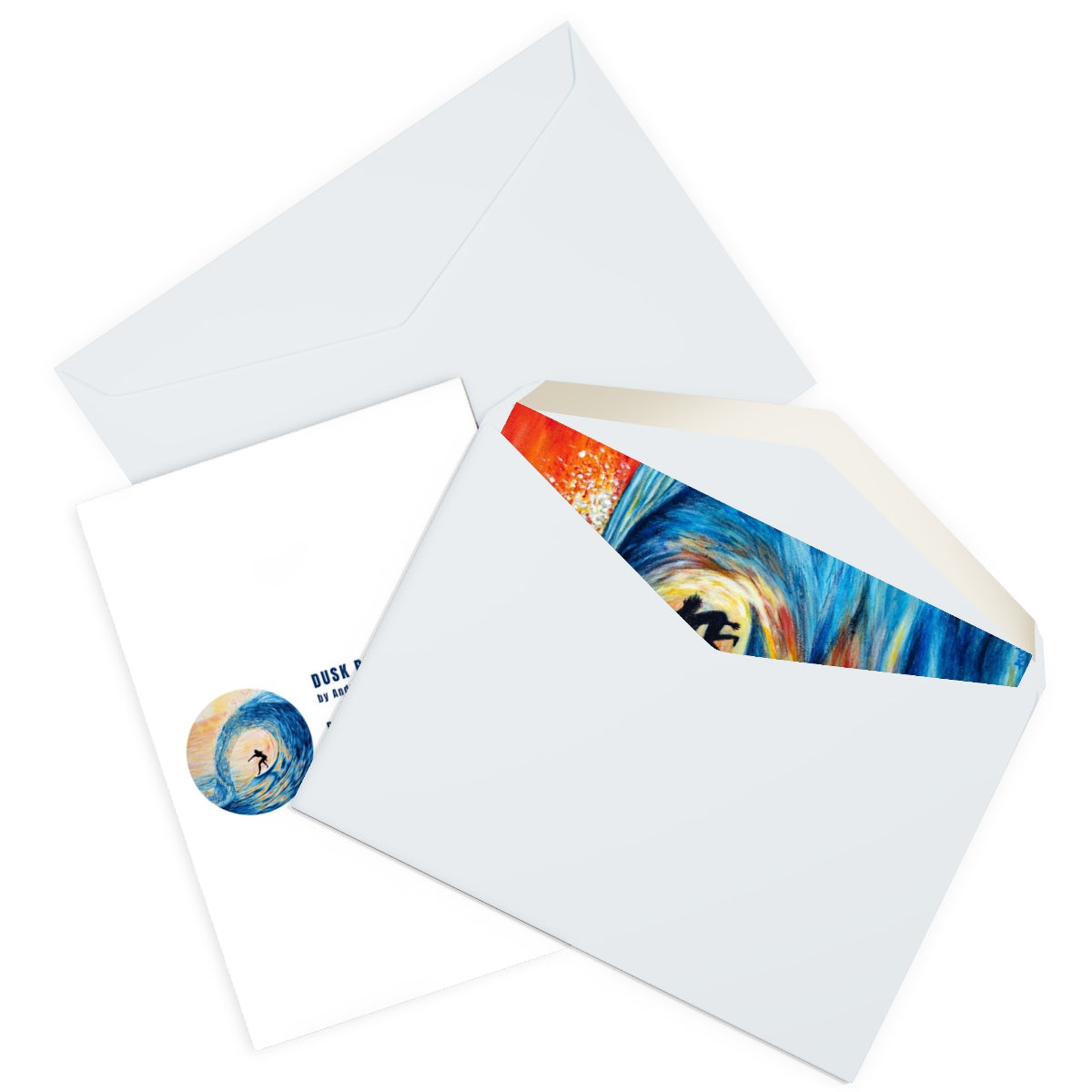 Greeting Card: Surfer Girl in Sunset Barrel